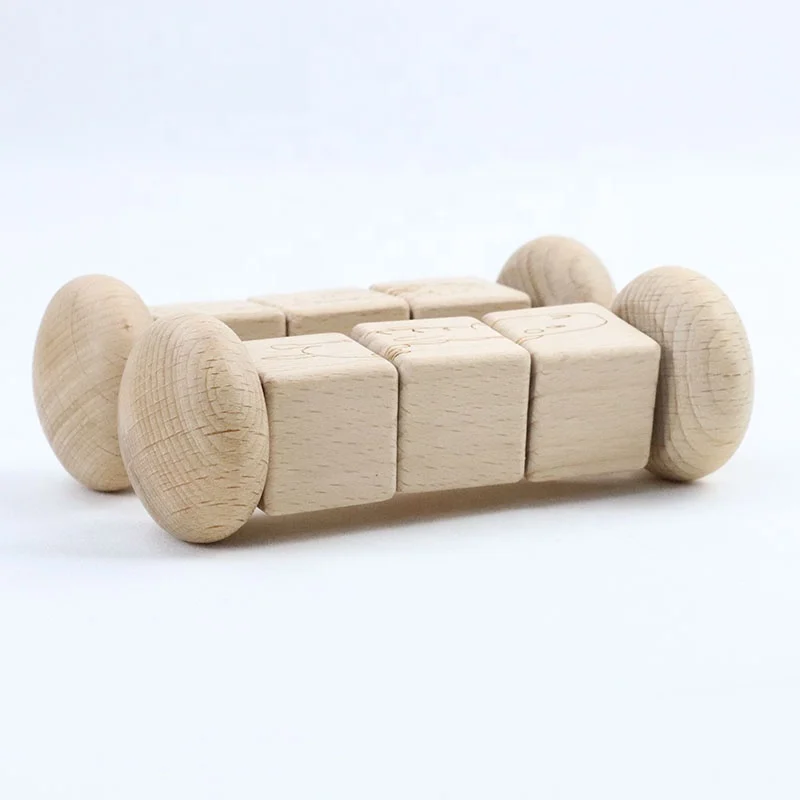 New Design Hot Selling Wood Square Animal Picture Kids Education Rattle Toy