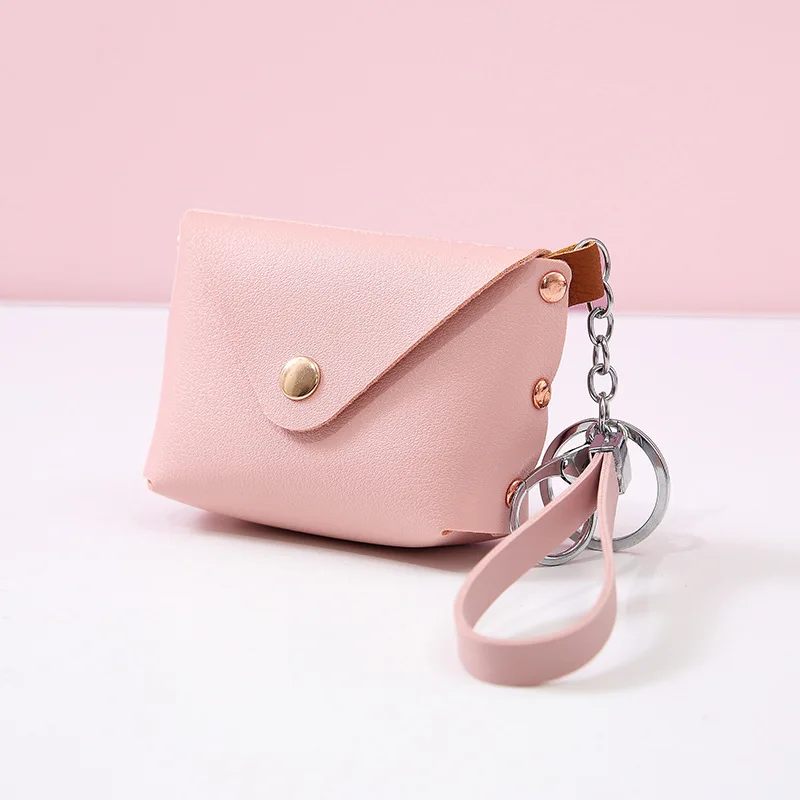 Multicolor Pu Leather Girls Buckle Small Coin Purse Fashion Mini Ladies Pocket Coin Purse Wristlet Wallet Keychain