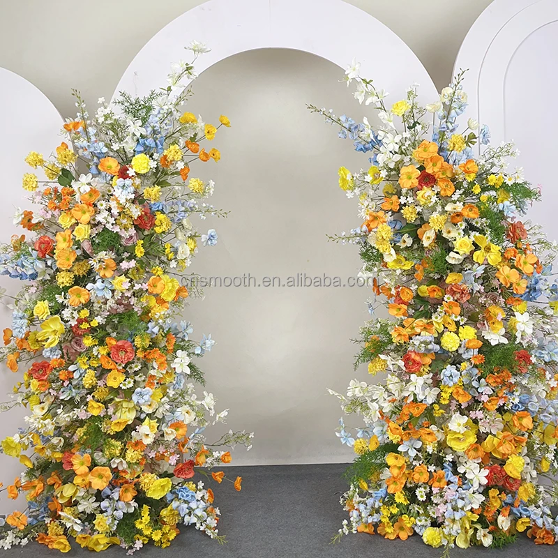 SMOOTH Forest 5D Artificial Purple Flower Arrangement Floor Flower Runner for Wedding Party Background Decoration