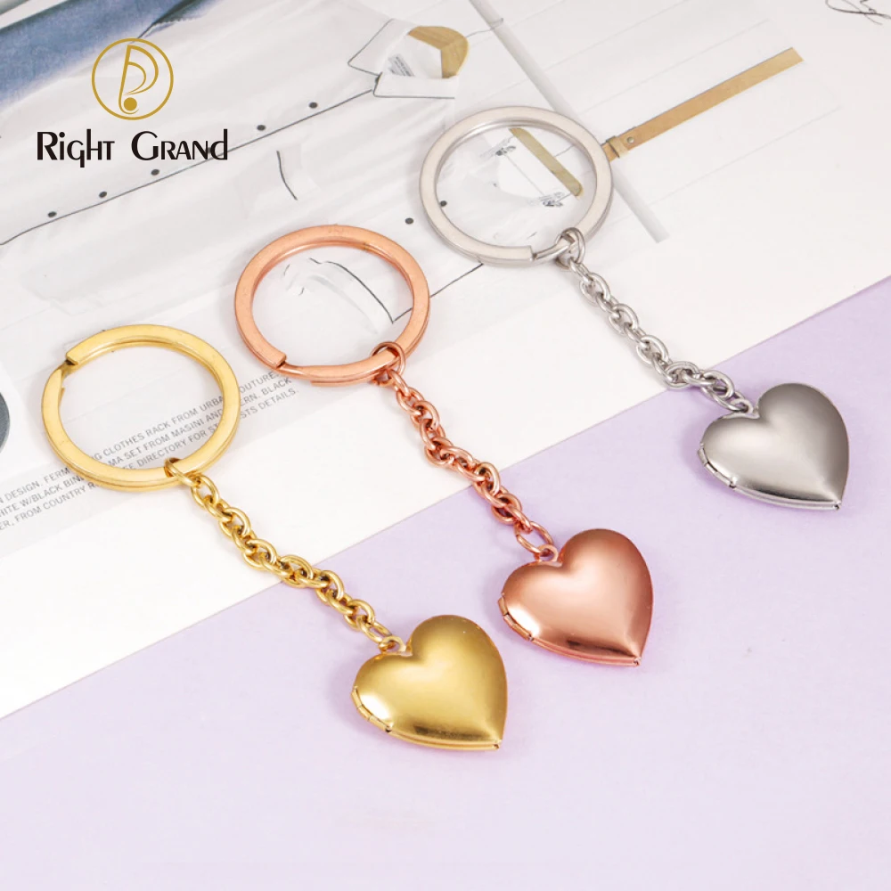 Personalized DIY Photo Stainless Steel 18K Gold Plated Name Engraved Opens Locket Mirror Polished Waterproof Keychain