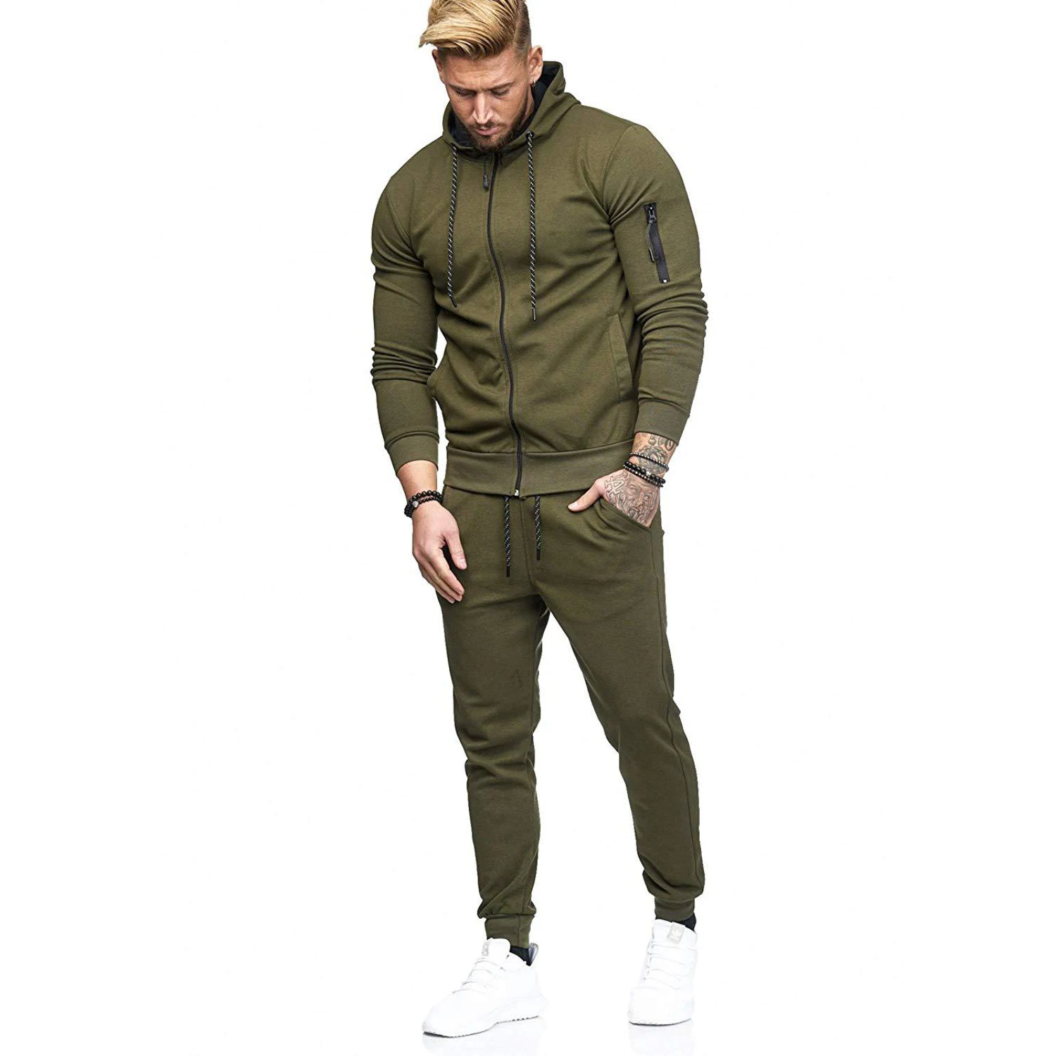 2021 New designer  High Quality Fashion Sweatsuit Custom Mens Tracksuit Set mens matching plain tracksuit