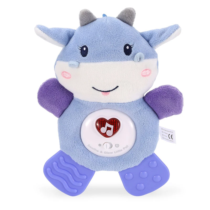 Wholesale lovely soft plush stuffed cattle cow toy with light and music