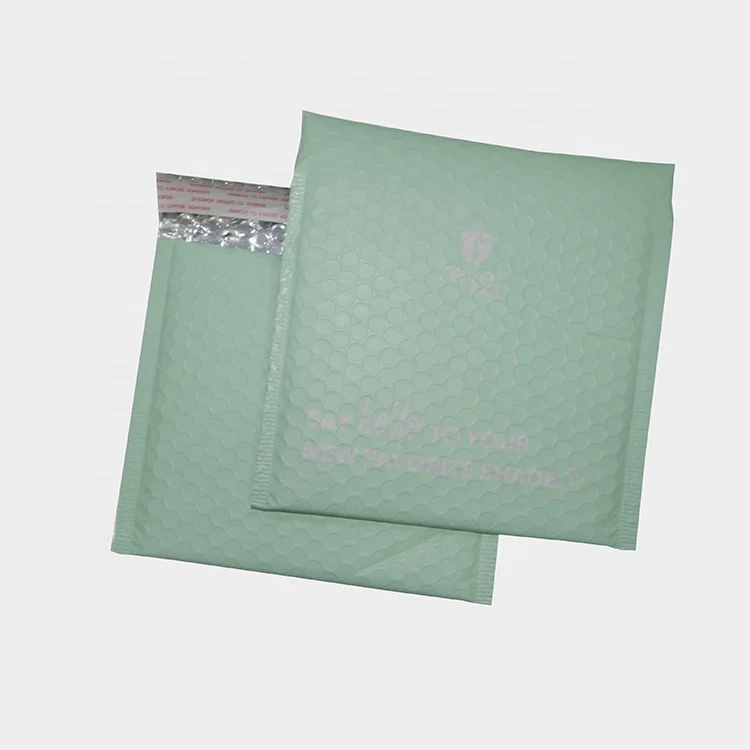 Wholesale Customized Printed  Bubble Envelope Matte Light Green Metallic Bubble Mailer