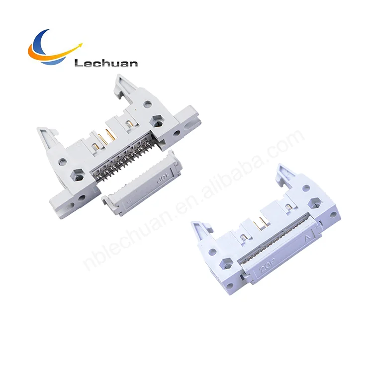 PCB Connector Pitch 1.27 2.0 2.54mm Flat Ribbon IDC Cable 2 To 80 Pin Shrouded Ejector Header
