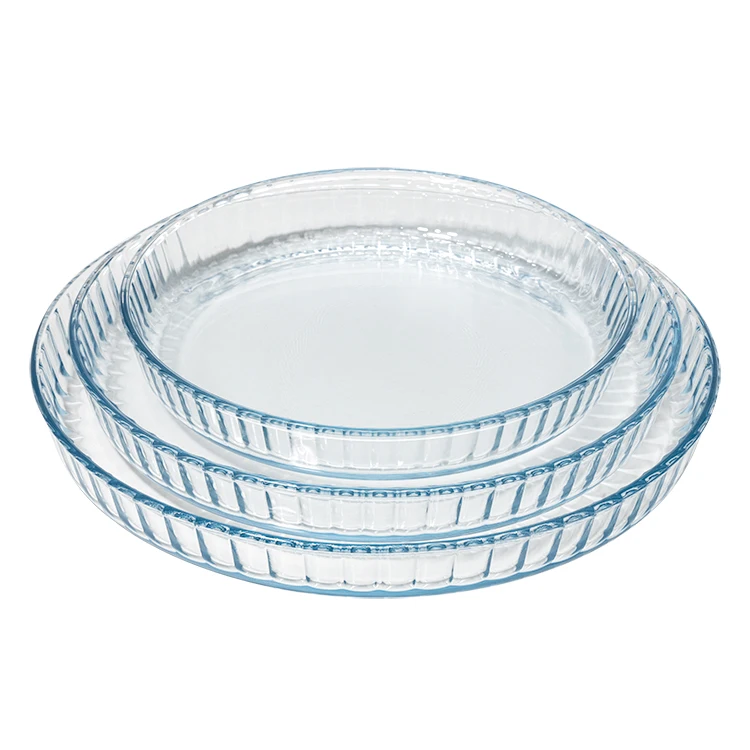 IKOO borosilicate glass round baking dish pizza glass baking tray