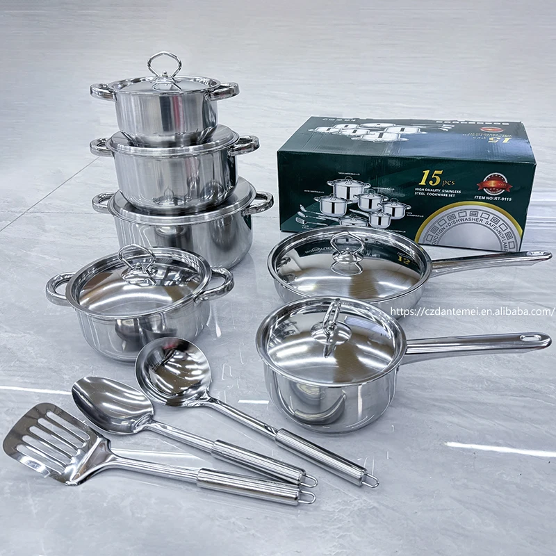 Customized Logo Cook Pot Set Non-stick Cookware Set Stainless Steel Cook Pot And Pan Set