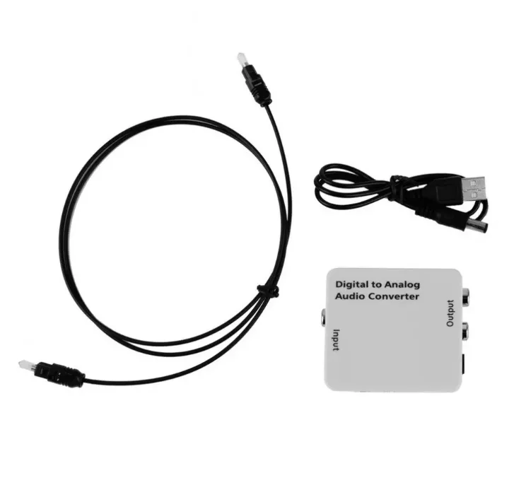 Белый цвет, цифровой оптический Toslink коаксиальный аналоговый R/L/RCA аудио преобразователь сигнала, адаптер с кабельным шнуром, оптовая продажа