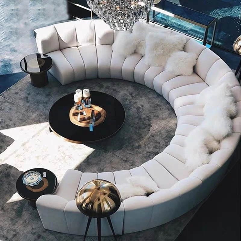 Living Room Semicircle Velvet Sofa Modular Sectional Customized Shape Couches Half Round Hotel Lobby Sofa