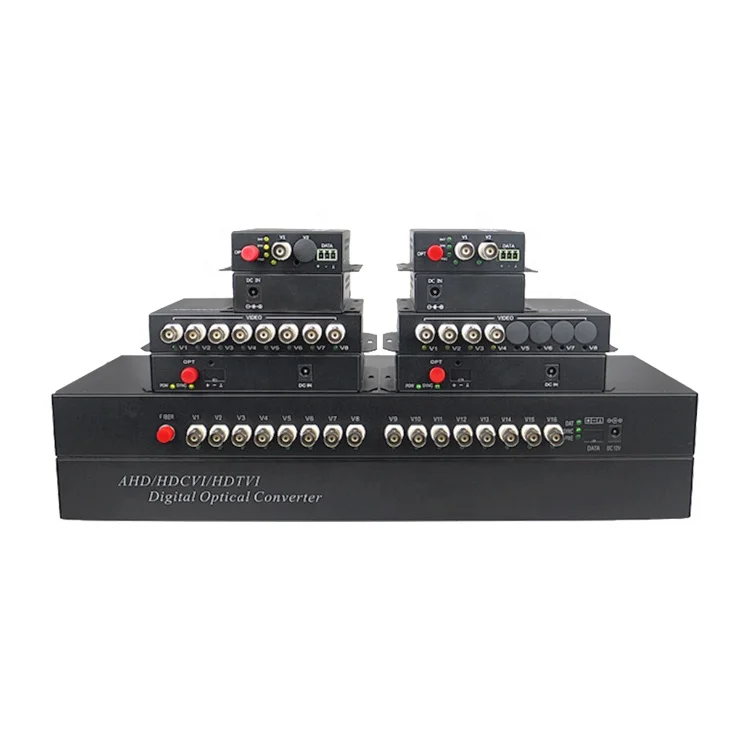 4 Port 1080P AHD CVI TVI CVBS Analog Video Fiber Optic Converter