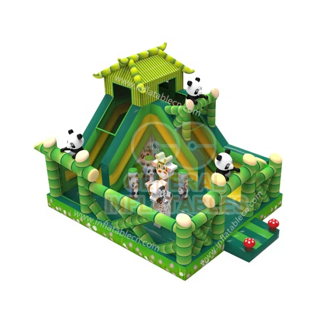 Good quality PVC Inflatable panda playground funland bounce house  inflatable jumping castle