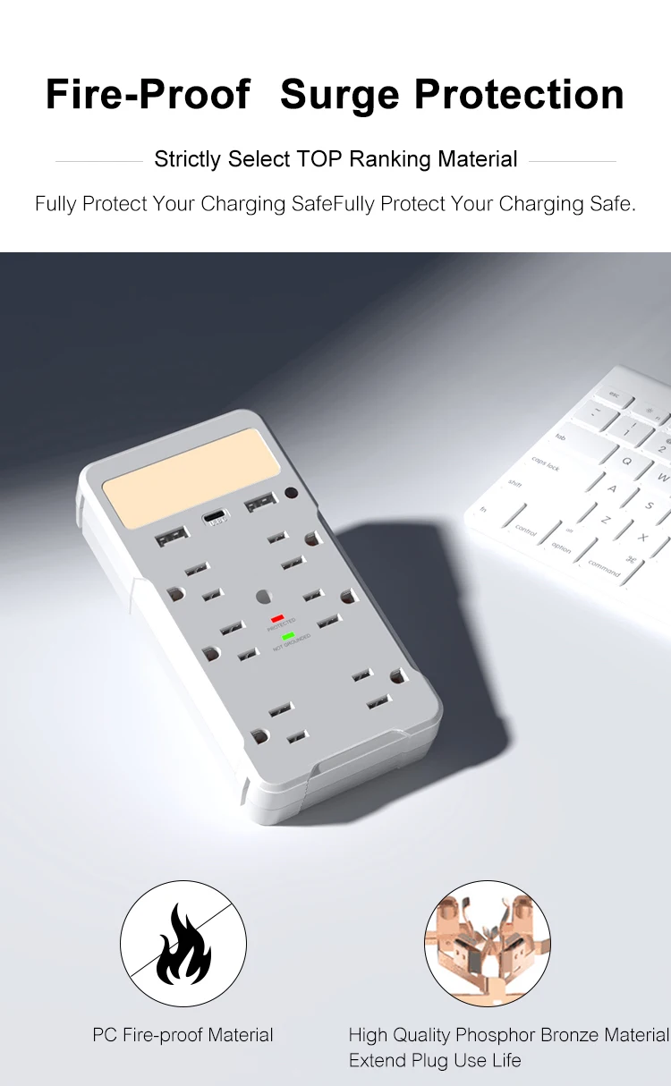 Latest Electronic Gadgets Surge Protector USB Charger Plug Outlet Auto Sensor LED Nightlight Socket