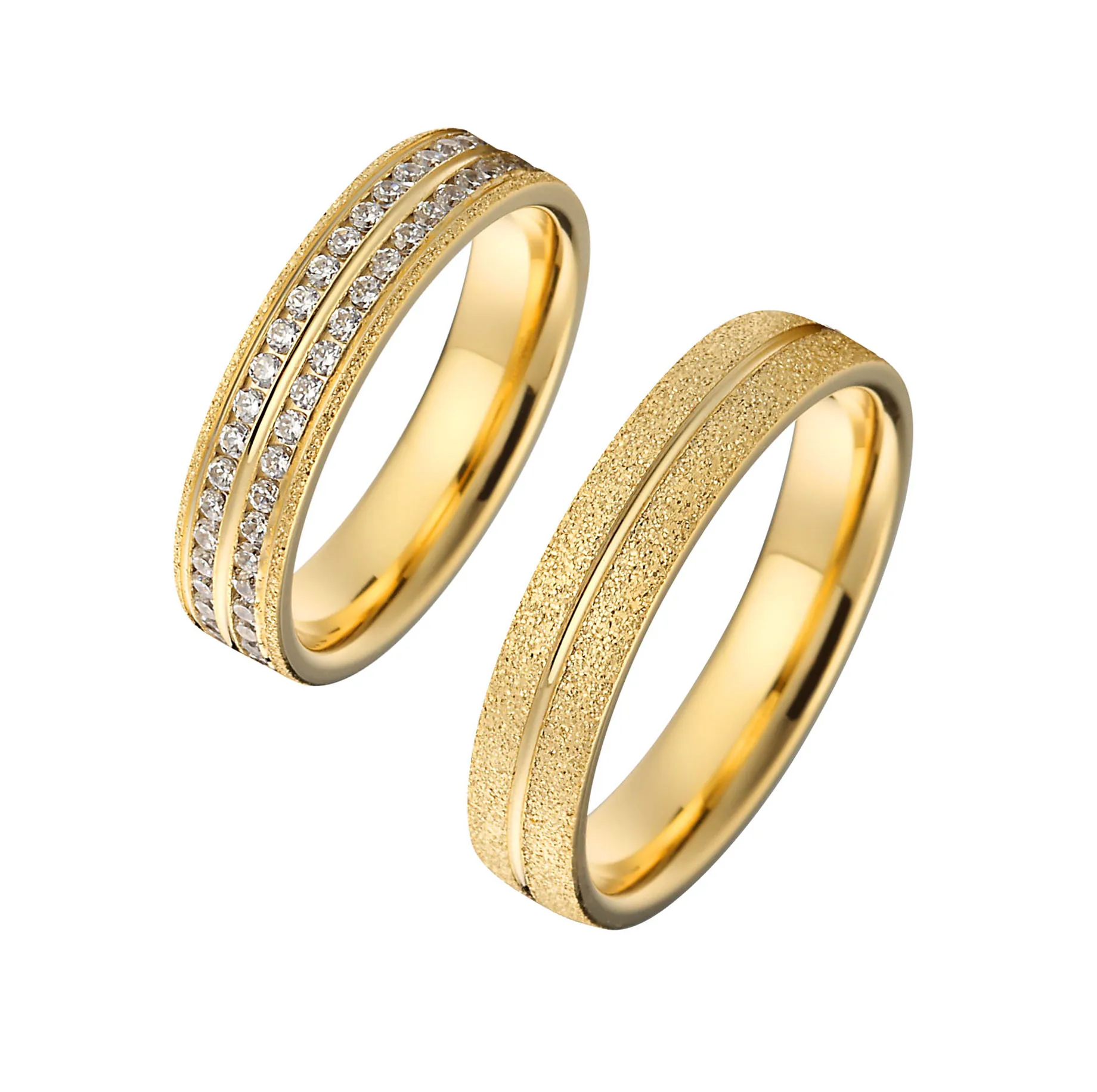 Top Sales 18K Gold Engagement Stainless steel Ring Cushion Cut Wedding Band Ring for Women