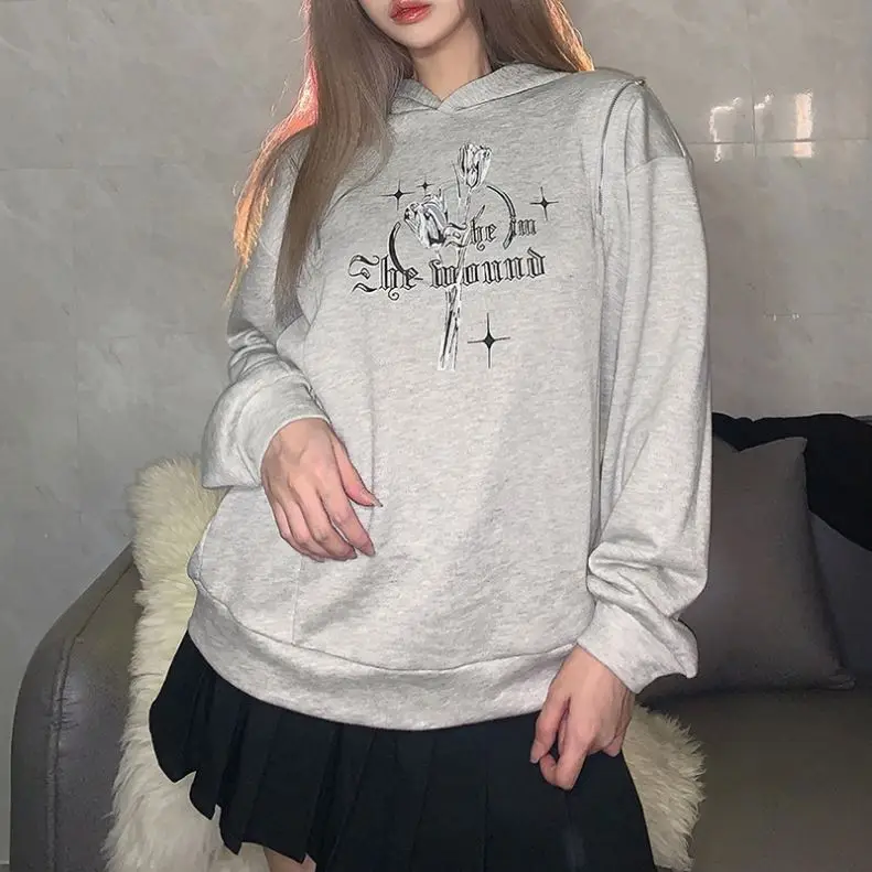 New Arrival Hoodie Pullover Hollow Out Sweatshirt Womens Long Sleeve Casual Clothing Medium Printed Hooded Long Sleeved Sweater