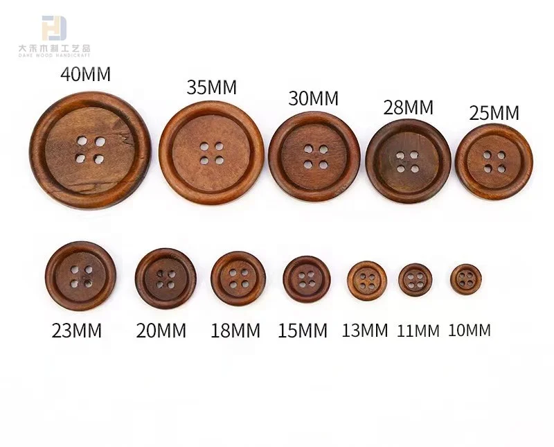 Custom 25mm Round Wooden Buttons Sewing Flatback Button 4 holes assorted colour for Garment DIY