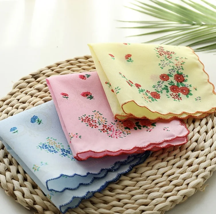 Pocket Square White Cotton Embroidered/Dyed Handkerchief Handkerchiefs Hanky Lace Trim