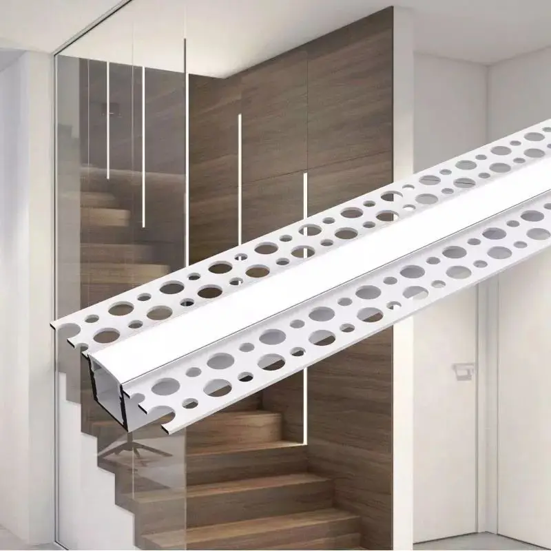 U Shape Extrusion Aluminum Profiles Flat LED Linear Profiles With Flexible LED Strips for Drywall Plastering Corner LED Profiles