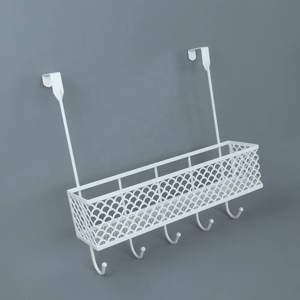 2020 Modern Nordic White metal over the door hook coat hook classic sliding door hanger hook with storage  basket factory price