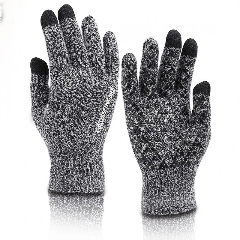 acrylic anti slip work and running Winter Magic Gloves Touch Screen Men Warm Stretch Knitted Wool Mitten and gloves