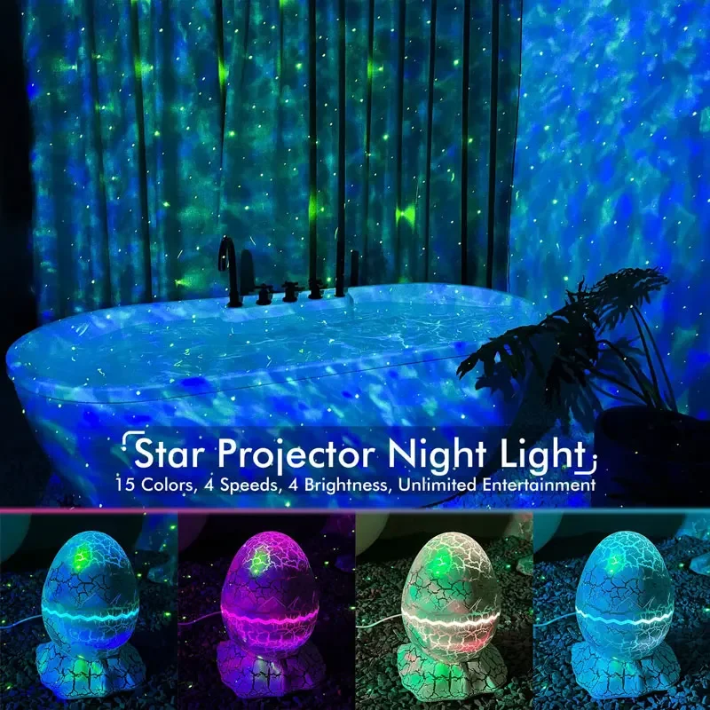 Dinosaur Eggs Starry Sky Projection Sky Full of Stars Water Ripple Bluetooth Music Dreamy Bedroom Ambiance Night Lights