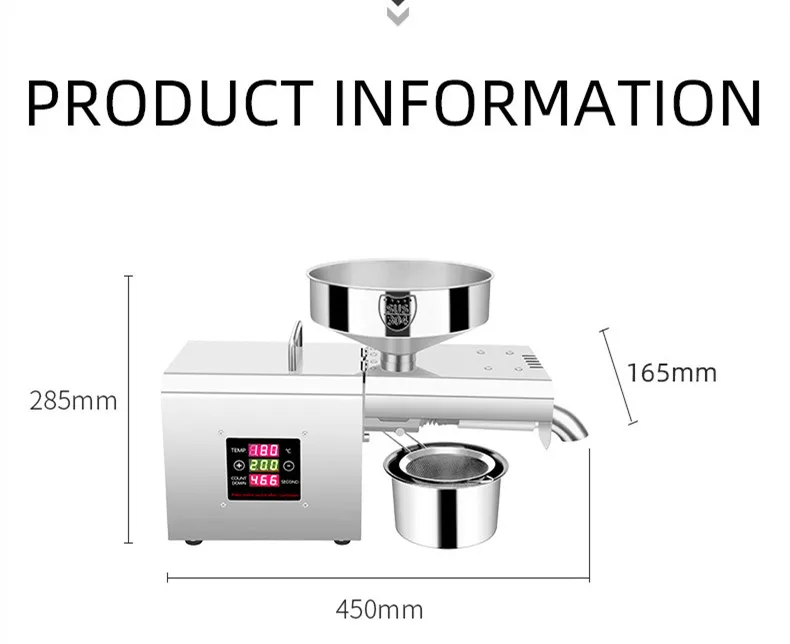 3-6kg Automatic Household Sesame Peanut Sunflower Seeds Oil Pressing Extracting Milling Machine/ Oil Press Machine