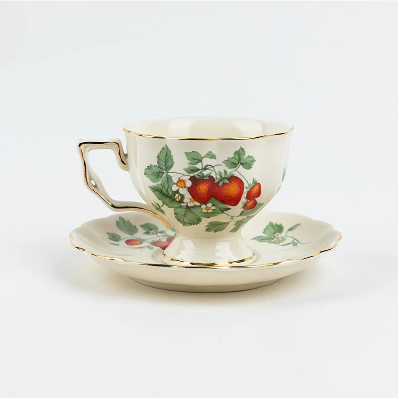 Floral Printed Tea Cups and Saucers Gold Rim Tea Pot and Cup