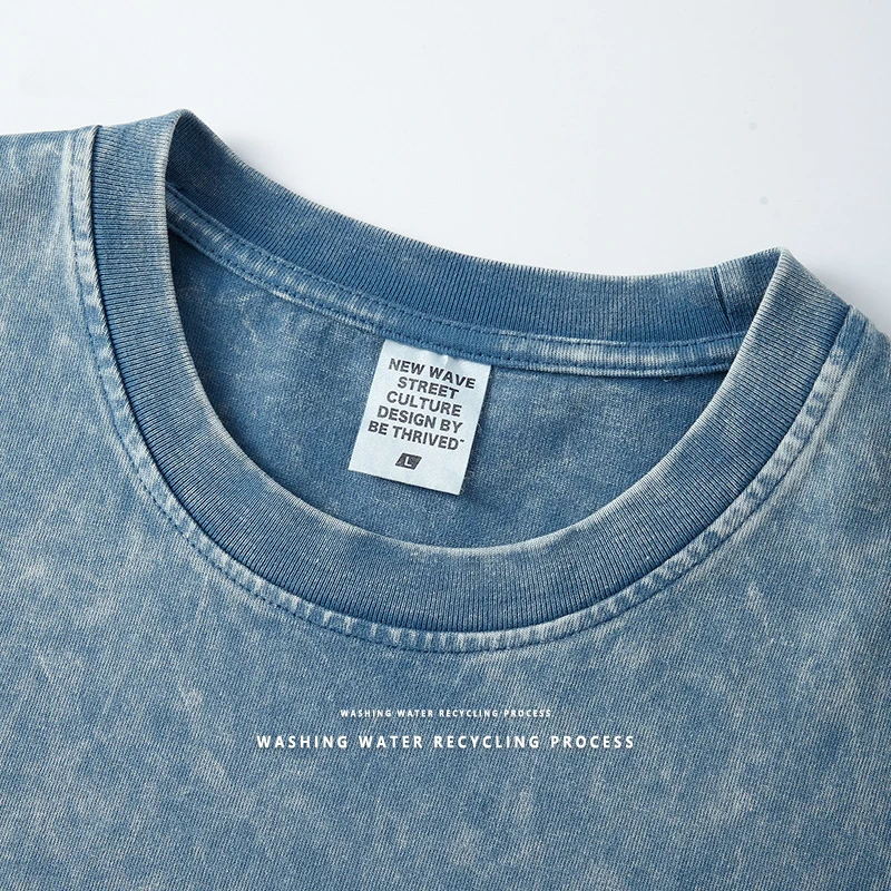 Custom 330g 100% cotton Heavyweight Blank mans T-Shirt Washed T Shirt High Street Style Oversized Plus Size Tee shirt