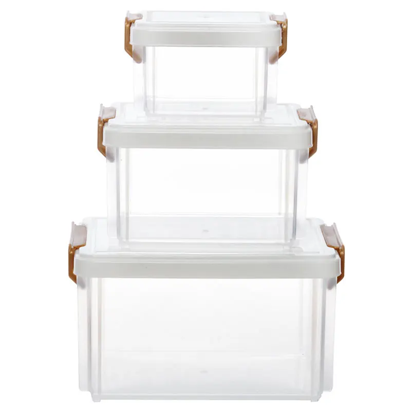 EVERSMILY Bins & Things Stackable Storage Container 3 layer stack 130ml 360ml 780ml Transparent Latching Storage Container