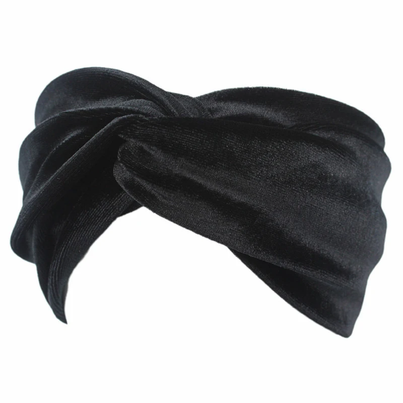 
Womens Velvet Twist Knot Headband Stretchy Elastic Head Wrap Turban Hair band 