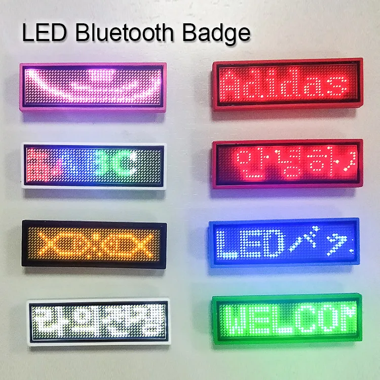 Digital Price Plate Rechargeable LED Message Display APP Programmable Magnetic LED Pin Badge LED Name Tag