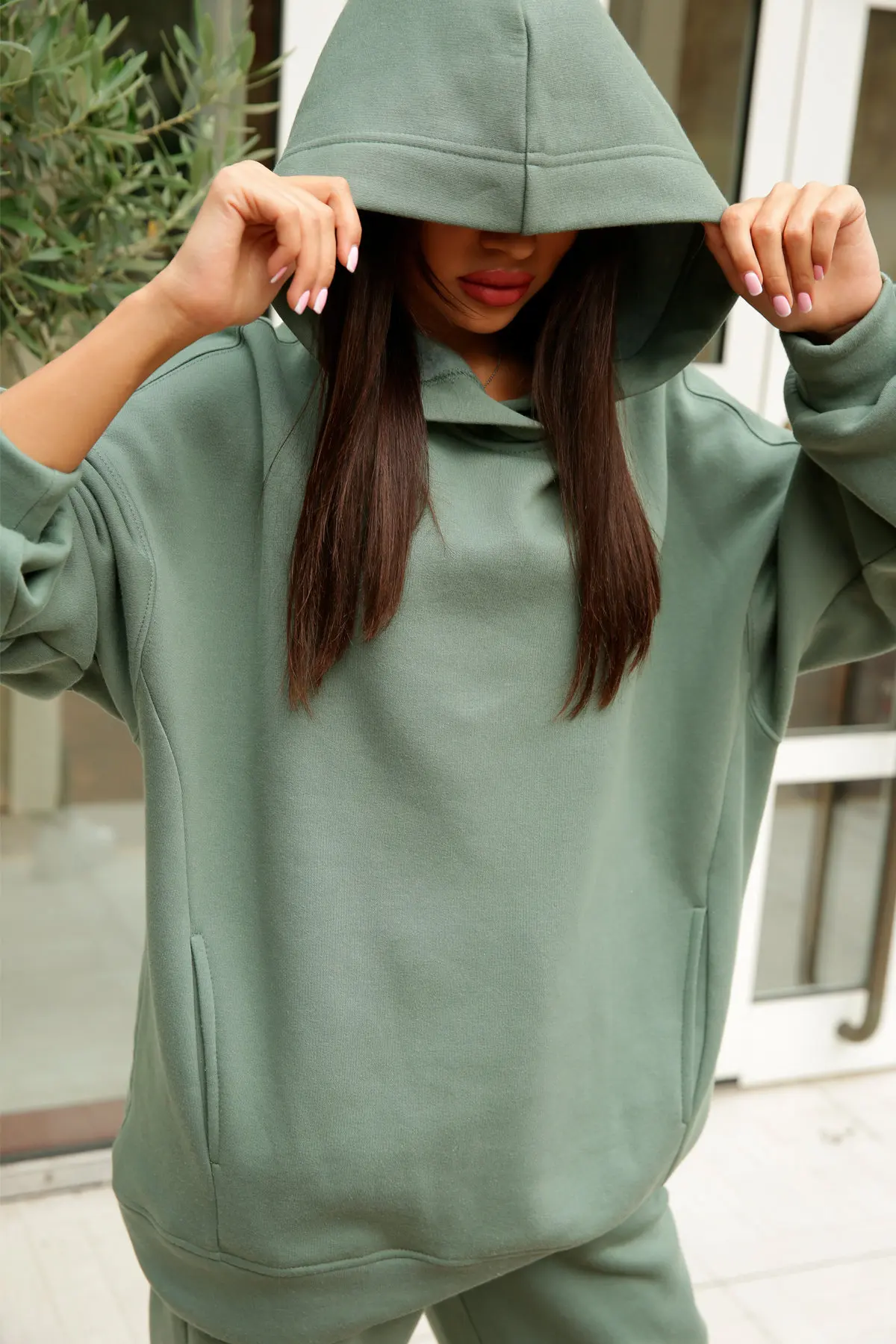 4221 Women Customize Logo Leisure casual High Waist joggers Two-piece Hoodie suit