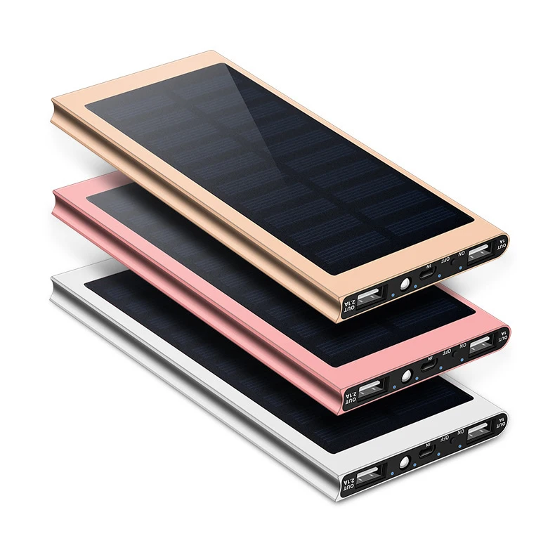 Solar Power Bank for Phones 8000mAh Solar Charger 2 Usb Ports External Charger