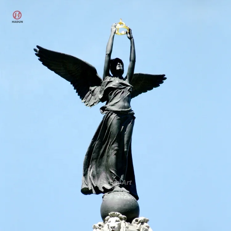 Outdoor Life Size Bronze Black Angel Sculpture for Garden