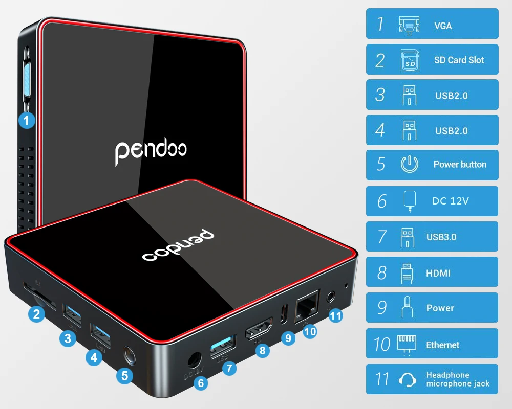  Портативная компьютерная вывеска pendoo ck2 4 Гб 64 ГБ игровая безвентиляторная графика с pantalla мини-ПК доски все в одном