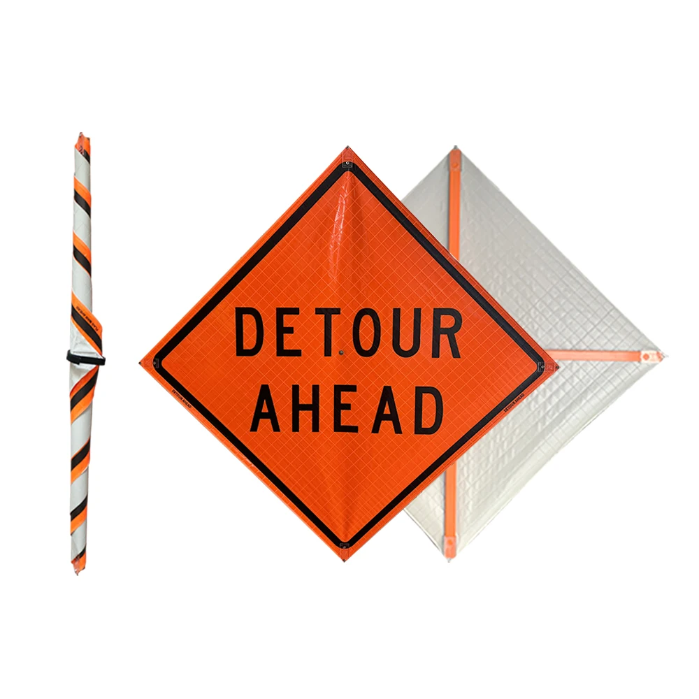 DINGFEI Reflective Road Control Flexible Custom Detour Ahead Roll Up Traffic Sign