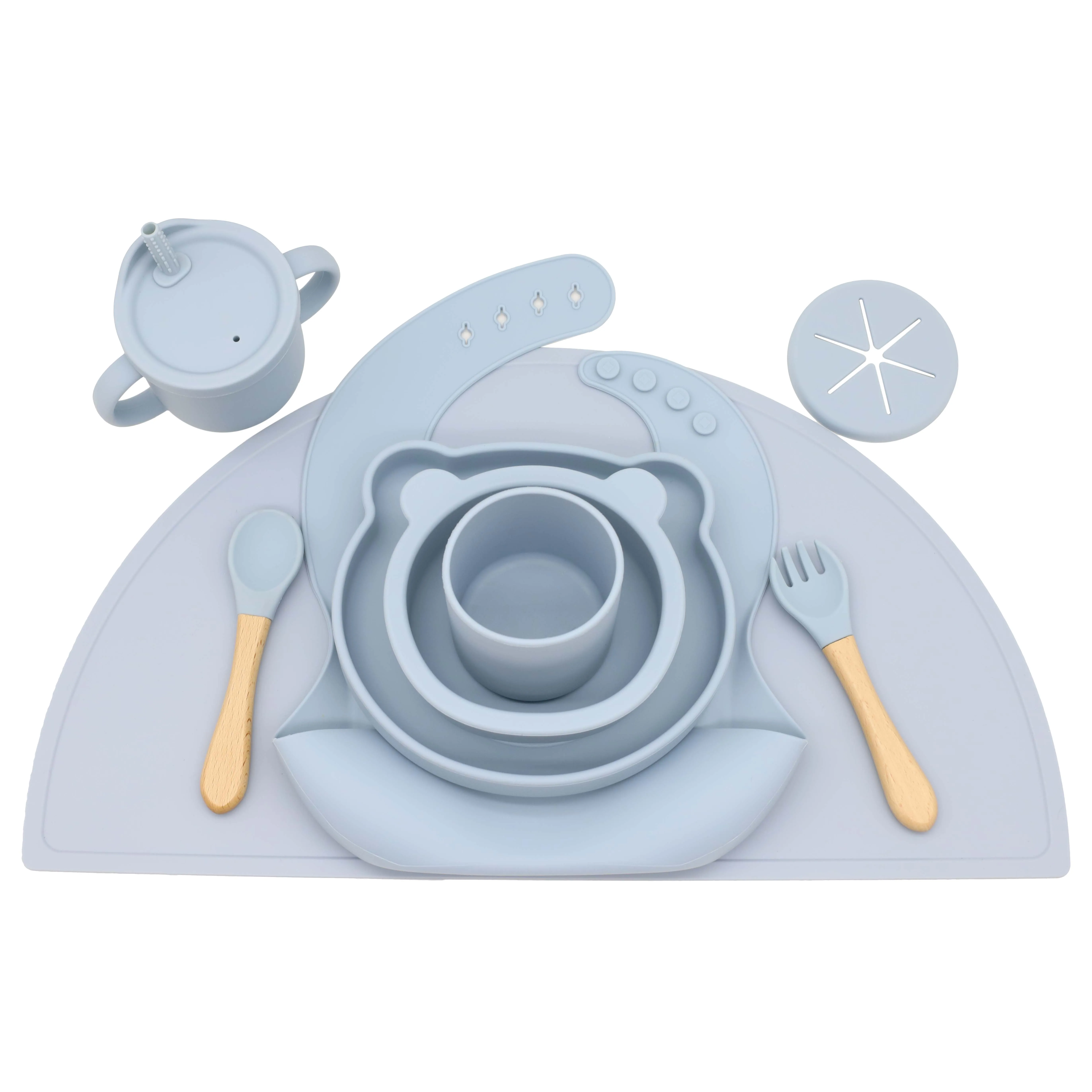 Wholesale BPA Free Eco-friendly Colorful Tableware Silicone Baby Feeding Suction Bowl With Spoon