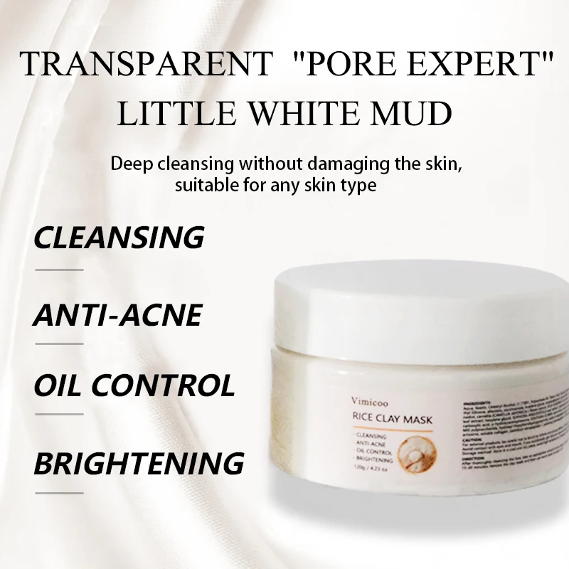 OEM ODM Korean Face Skin Care Products Deep Cleansing Rice Mud Claymask Oil Control Anti Acne Brightening Facial Rice Clay Mask