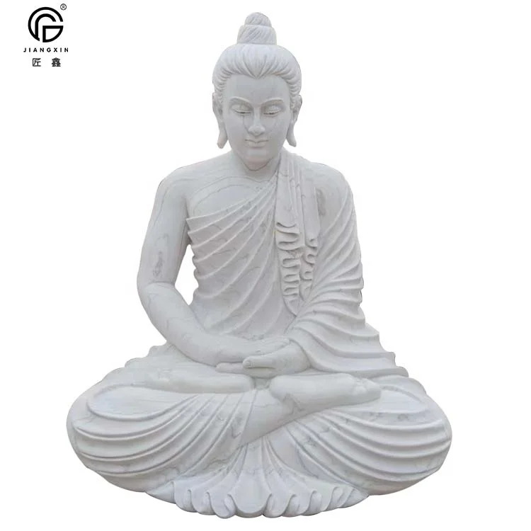 White Marble Buddha Statue Carving Large White Stone Sculpture Marble Buddh