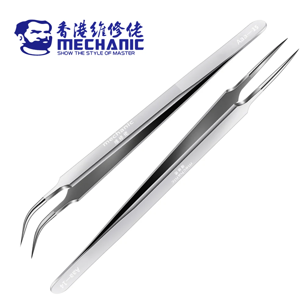 MECHANIC A-14 Stainless Steel Ultra Fine High Hardness Tenacity Durable Tweezers For SMD PCB BGA Motherboard Micro Repair Tool