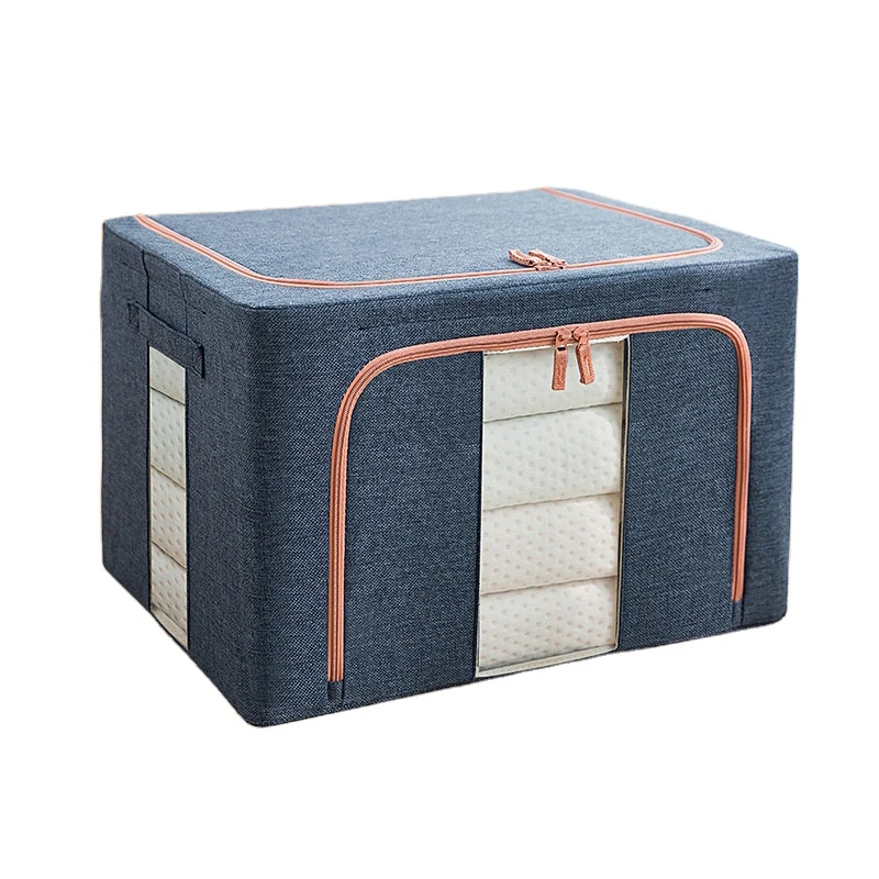 Folding Collapsible No Objectional Odor Non-woven Oxford Fabric Steel Frame Storage Organizer Quilt Box Bins