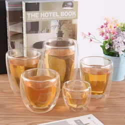 Multi-specification Insulated Double-layer Borosilicate Glass Tea Mugs White Custom Coffee Cups
