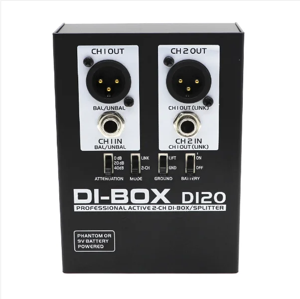 Guitar Active 2 Channel DI Box Active Signal Impedance Noise D120