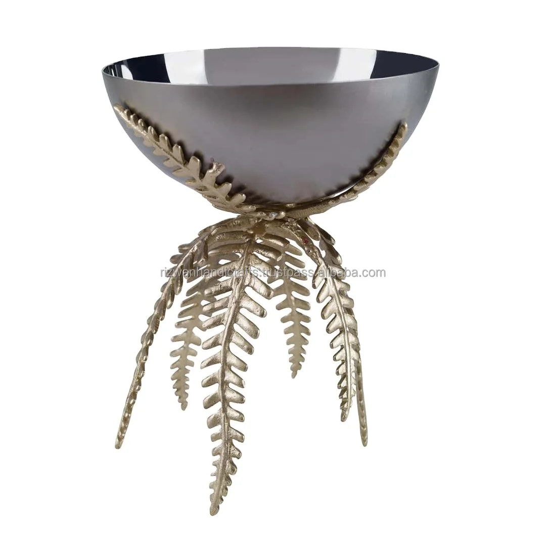 Table Top Gold Color Pedestal Flower Bowl metal wedding flower vase for wedding home decoration.