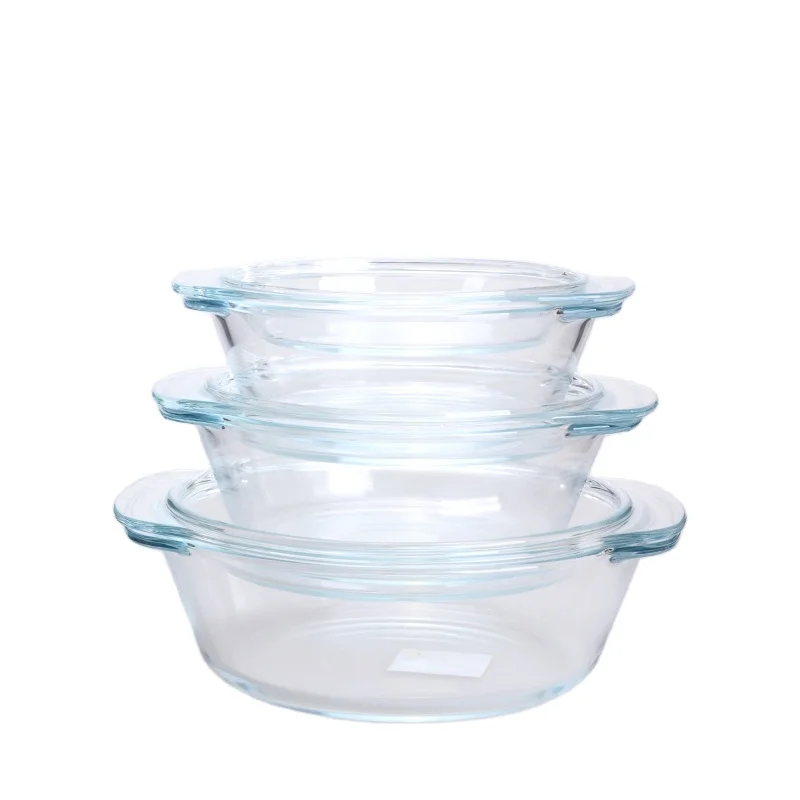 Large Microwavable Safe Glass Casserole Heat Resistant Cooking Pot Cookware sets