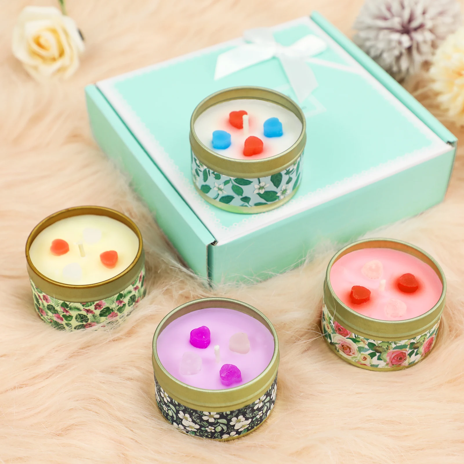 Custom Gift Set Heart Shape Vanilla Aroma Private Label Soy Wax Scented Candle for Lover Valentine