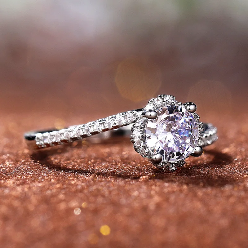  New Arrival High Quality Wholesale Flower Cz zircon ring jewelry gift for