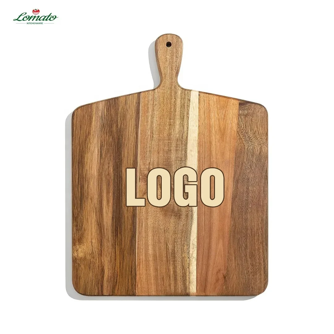 Best sell Low Moq wooden cutting board with logo 2024 high quality chinese acacia cutting board with handle