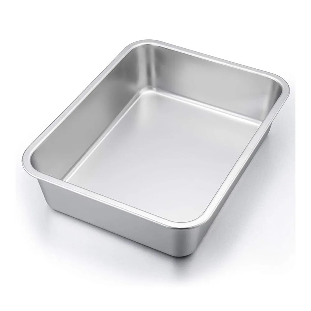 45*35cm Food Grade Rectangle Deep Roasting Lasagna Baking Dish Stainless Steel Cake Pan Baking Pans Steam Hotel GN Pan For Oven
