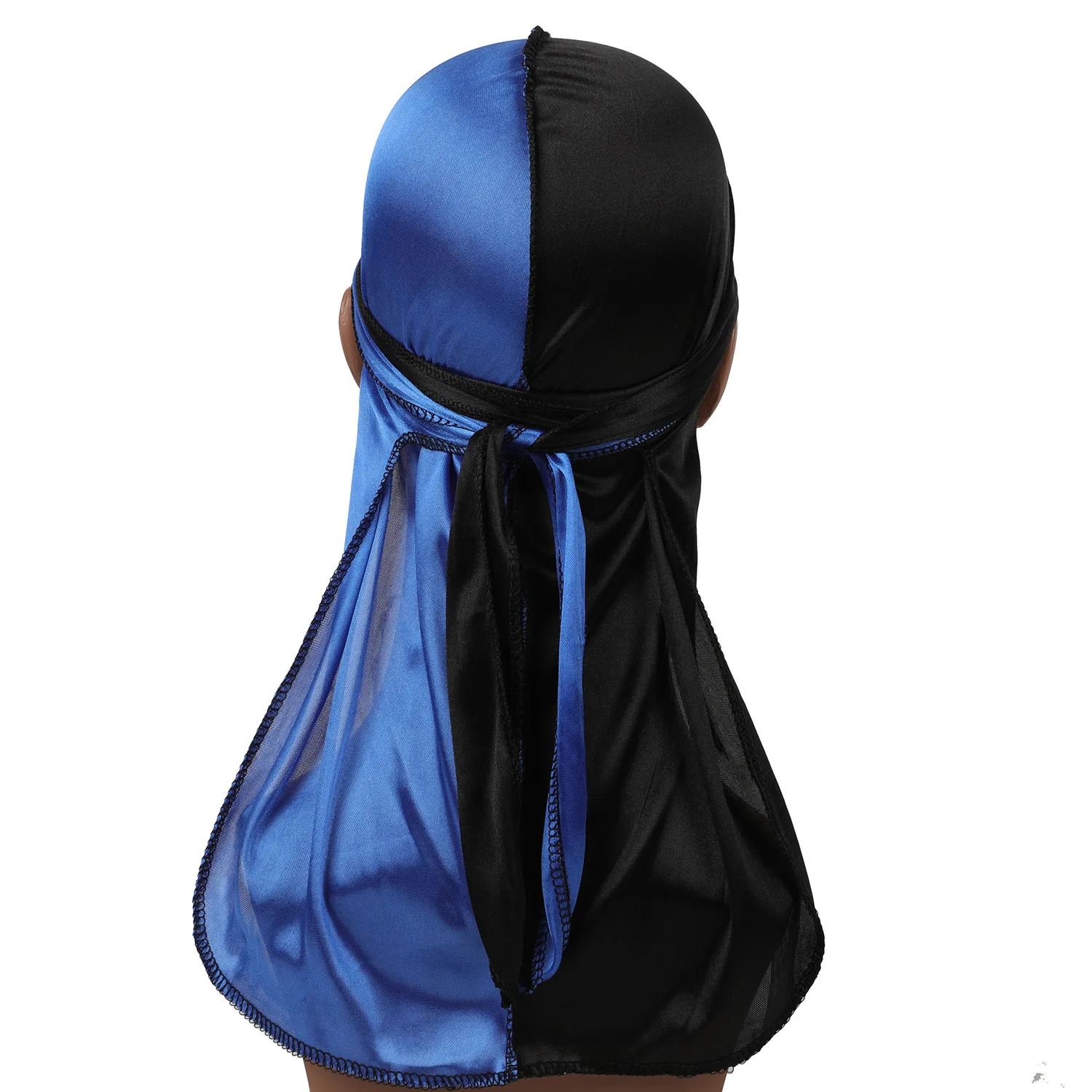 Wholesale Durags For Men Custom Logo Designer Two Tone Splicing Wave Cap Doo Rags Designer Durags For Men Silk Hair