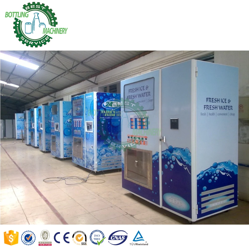 24 Hour commercial community Self-service water and bag cube ice vending machine for selling