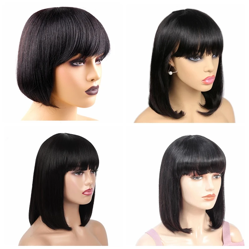 Forcuteu High Discounts 100% Natural Human Hair Wigs,8-16Inch Bob Wigs Human Hair Lace Front Wig, Virgin Hair Wigs For Black Women